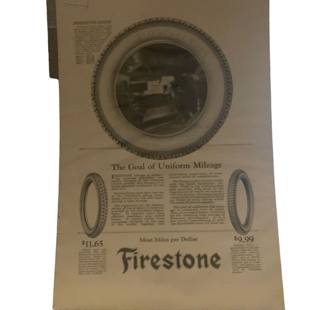 Vintage 1922 Firestone The Goal of Uniform Mileage Ad Advertisement
